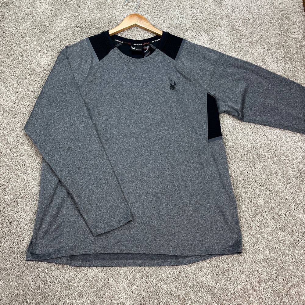 Spyder Shirt Mens Large Charcoal Gray Long Sleeve Performance ProWeb Active